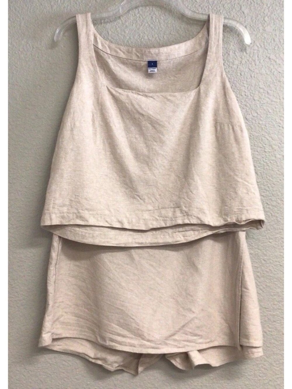 Women's Old Navy Faux Wrap Linen Blend Mini Skort Tank Top Set Size Large